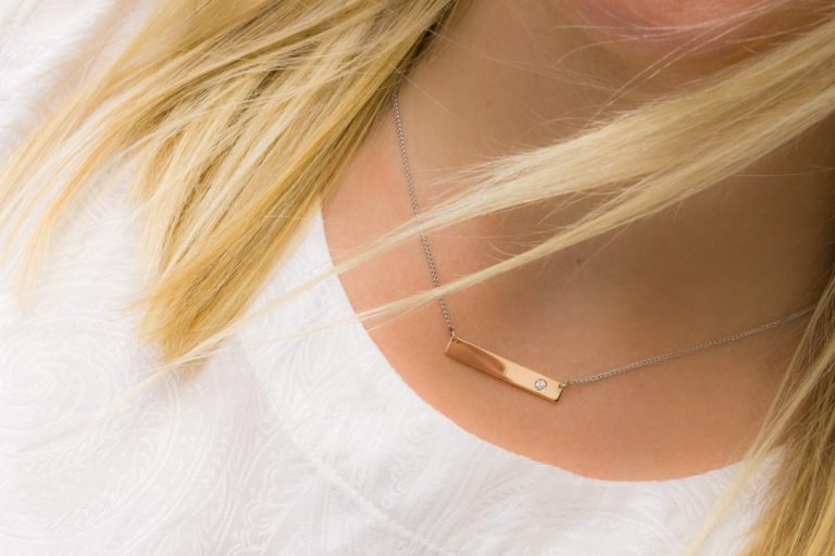 Yellow Gold Diamond Bar Necklace